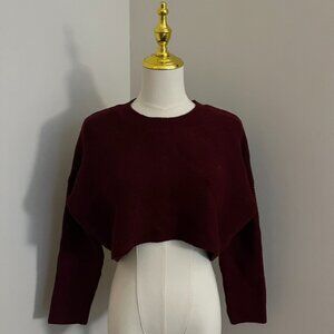 🔵 Windsor Cropped Knit Burgundy Sweater